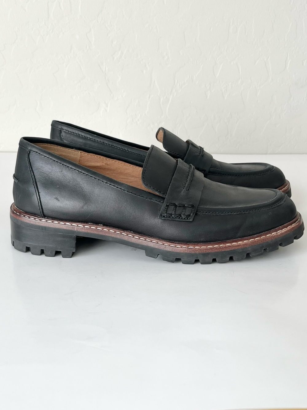 Madewell The Corinne lugsole leather loafers preppy black 7 - Picture 6 of 13